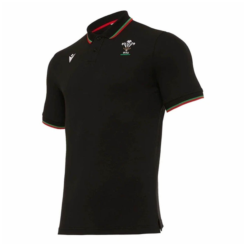 2020-2021 Wales Travel Cotton Piquet Polo Shirt (Black) |Product - Polo Shirts | Macron | Absolute Rugby