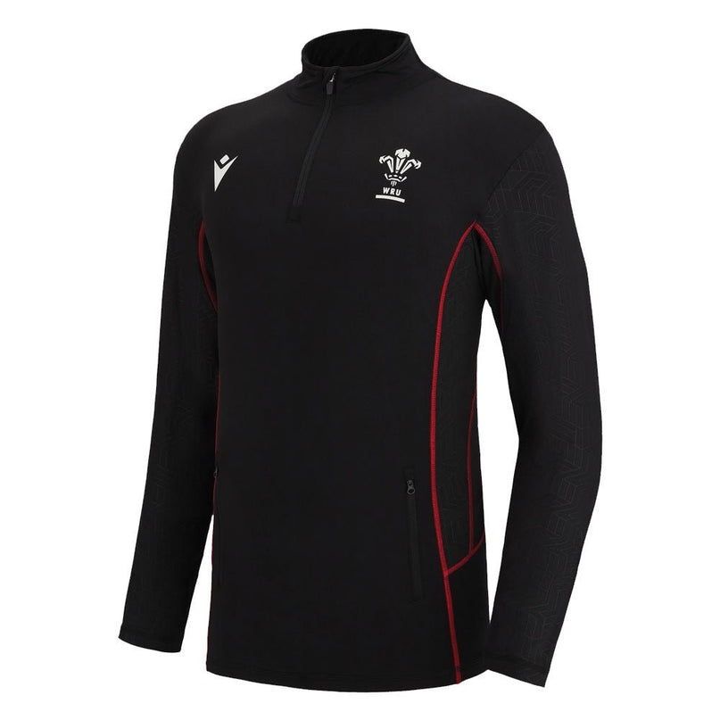 2022-2023 Wales Rugby Travel 1/4 Zip Softshell (Black) |Product - Jackets | Macron | Absolute Rugby