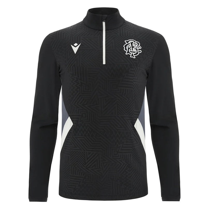 2023-2024 Barbarians Training Player Half Zip Top (Black-White) |Product - Training Tops | Macron | Absolute Rugby