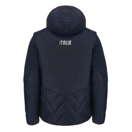 2023-2024 Italy Rugby Official Travel Bomber Jacket (Navy) |Product - Jackets | Macron | Absolute Rugby