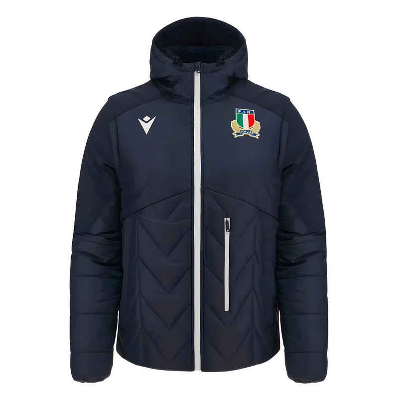2023-2024 Italy Rugby Official Travel Bomber Jacket (Navy) |Product - Jackets | Macron | Absolute Rugby