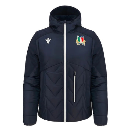 2023-2024 Italy Rugby Official Travel Bomber Jacket (Navy) |Product - Jackets | Macron | Absolute Rugby