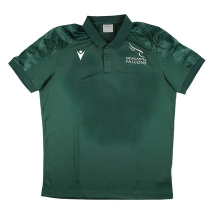 2023-2024 Newcastle Falcons Travel Player Poly Polo Shirt (Green) |Product - Polo Shirts | Macron | Absolute Rugby