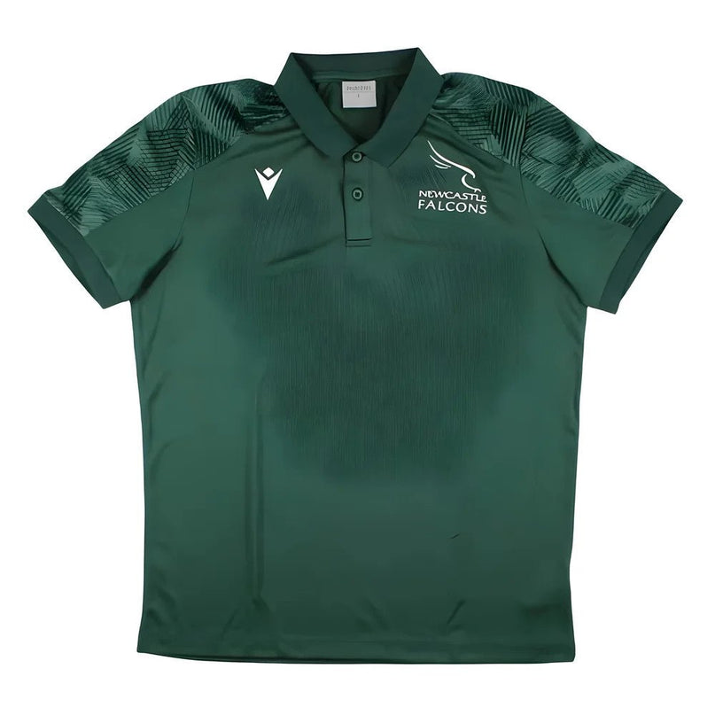 2023-2024 Newcastle Falcons Travel Player Poly Polo Shirt (Green) |Product - Polo Shirts | Macron | Absolute Rugby