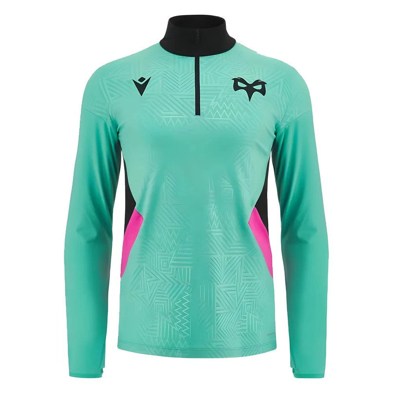 2023-2024 Ospreys Rugby Training 1/4 Zip LS Top (Mint) |Product - Training Tops | Macron | Absolute Rugby
