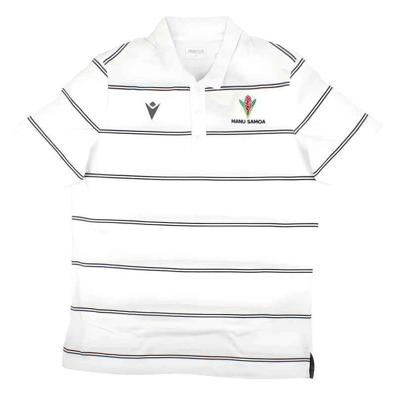 2023-2024 Samoa Rugby Travel Player Cotton Polo Shirt (White) |Product - Polo Shirts | Macron | Absolute Rugby
