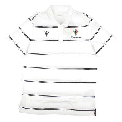 2023-2024 Samoa Rugby Travel Player Cotton Polo Shirt (White) |Product - Polo Shirts | Macron | Absolute Rugby