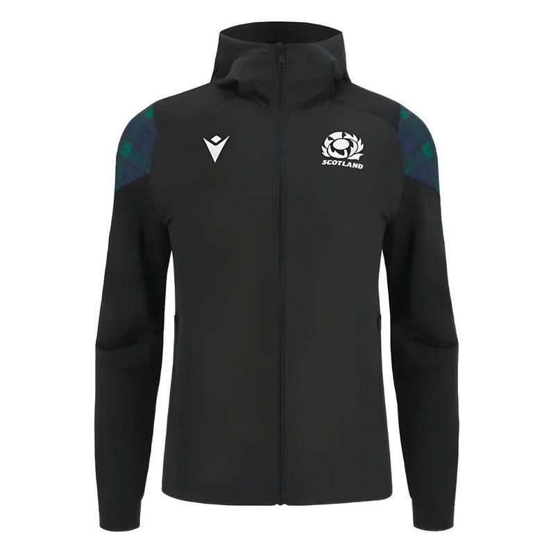 2023-2024 Scotland Rugby Travel Full Zip Hoodie (Black) - Kids |Product - Hoodies | Macron | Absolute Rugby