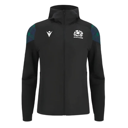 2023-2024 Scotland Rugby Travel Full Zip Hoodie (Black) - Kids |Product - Hoodies | Macron | Absolute Rugby