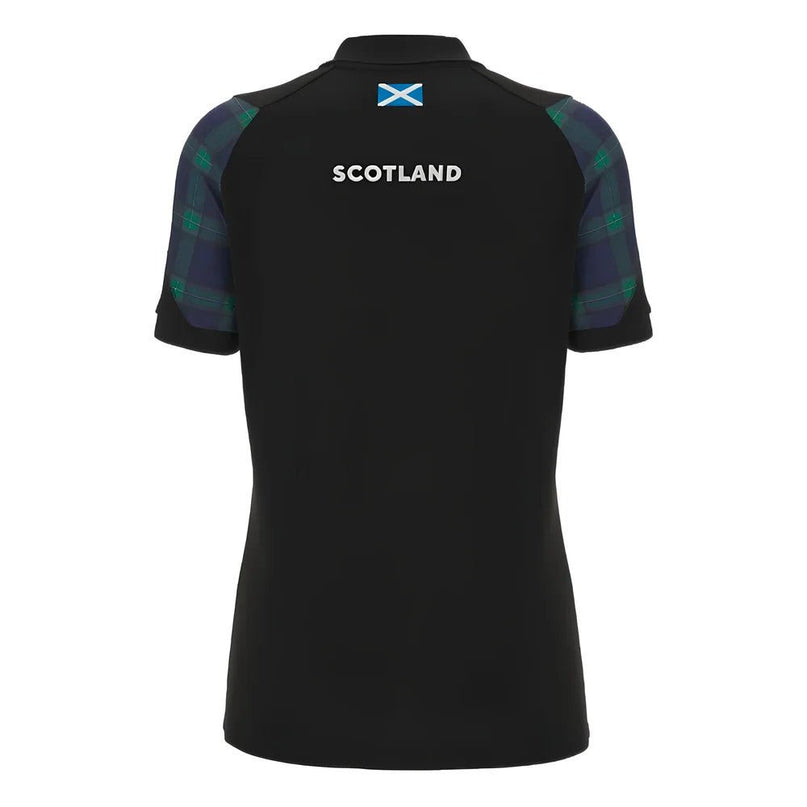 2023-2024 Scotland Rugby Travel Polo Shirt (Black) - Ladies |Product - Polo Shirts | Macron | Absolute Rugby