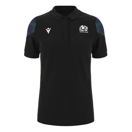 2023-2024 Scotland Rugby Travel Polo Shirt (Black) - Ladies |Product - Polo Shirts | Macron | Absolute Rugby