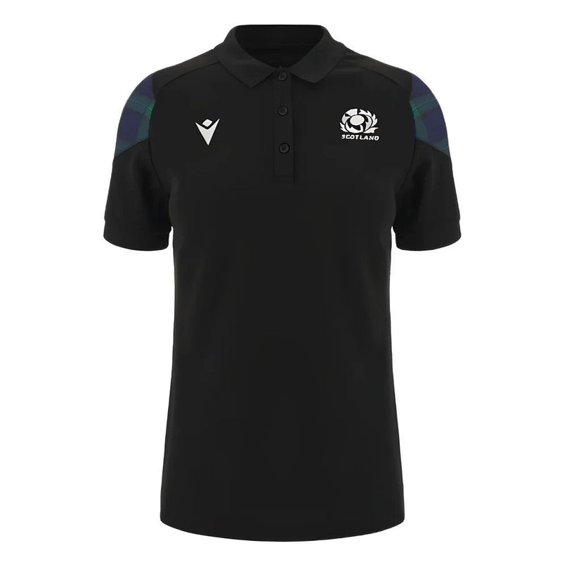 2023-2024 Scotland Rugby Travel Polo Shirt (Black) - Ladies |Product - Polo Shirts | Macron | Absolute Rugby
