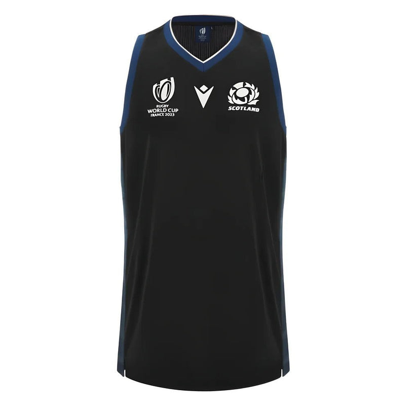 2023-2024 Scotland RWC Training Basketball Singlet (Black) |Product - Sleeveless | Macron | Absolute Rugby