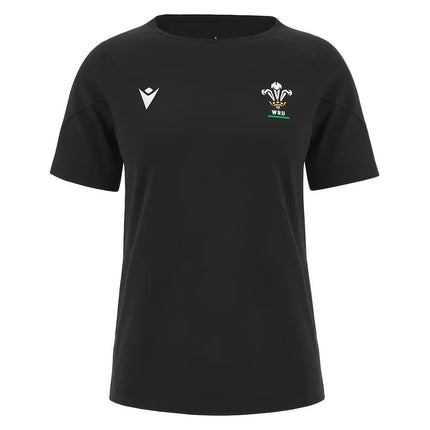 2023-2024 Wales Rugby WRU Cotton Tee (Black) - Ladies |Product - T-Shirt | Macron | Absolute Rugby