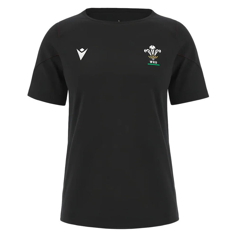 2023-2024 Wales Rugby WRU Cotton Tee (Black) - Ladies |Product - T-Shirt | Macron | Absolute Rugby