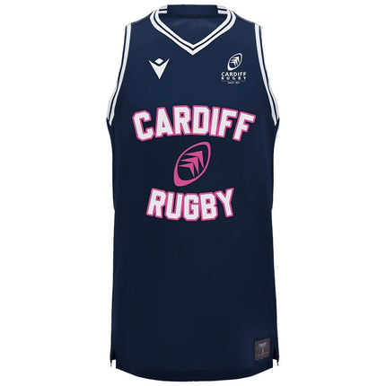 2024-2025 Cardiff Blues Rugby Basketball Singlet (Navy) |Product - Sleeveless | Macron | Absolute Rugby