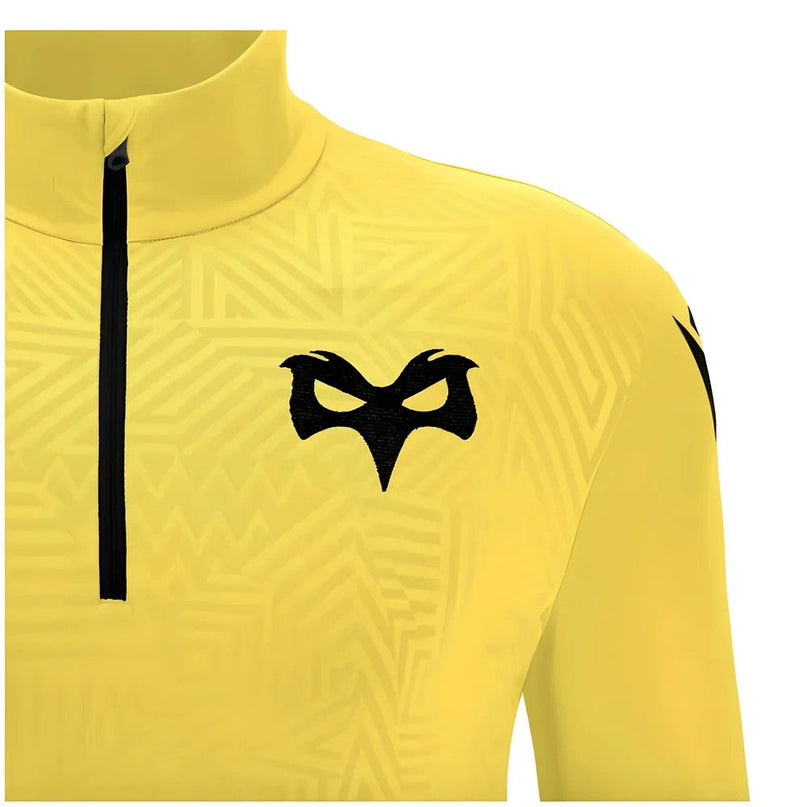 2024-2025 Ospreys Rugby 1/4 Zip Training Top (Yellow) |Product - Training Tops | Macron | Absolute Rugby