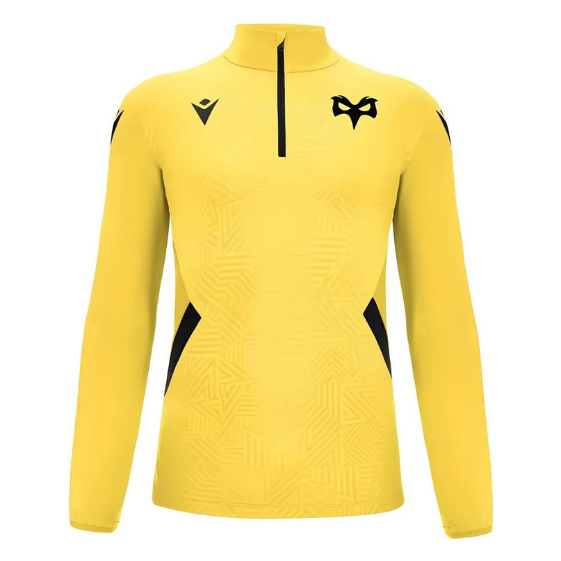 2024-2025 Ospreys Rugby 1/4 Zip Training Top (Yellow) |Product - Training Tops | Macron | Absolute Rugby