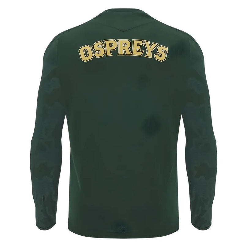 2024-2025 Ospreys Rugby LS Poly Training Shirt (Green) |Product - Training Shirts | Macron | Absolute Rugby