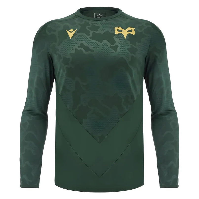 2024-2025 Ospreys Rugby LS Poly Training Shirt (Green) |Product - Training Shirts | Macron | Absolute Rugby