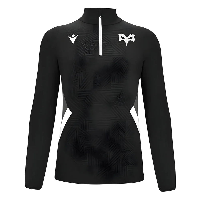 2024-2025 Ospreys Rugby Training 1/4 Zip Top (Black) |Product - Training Tops | Macron | Absolute Rugby