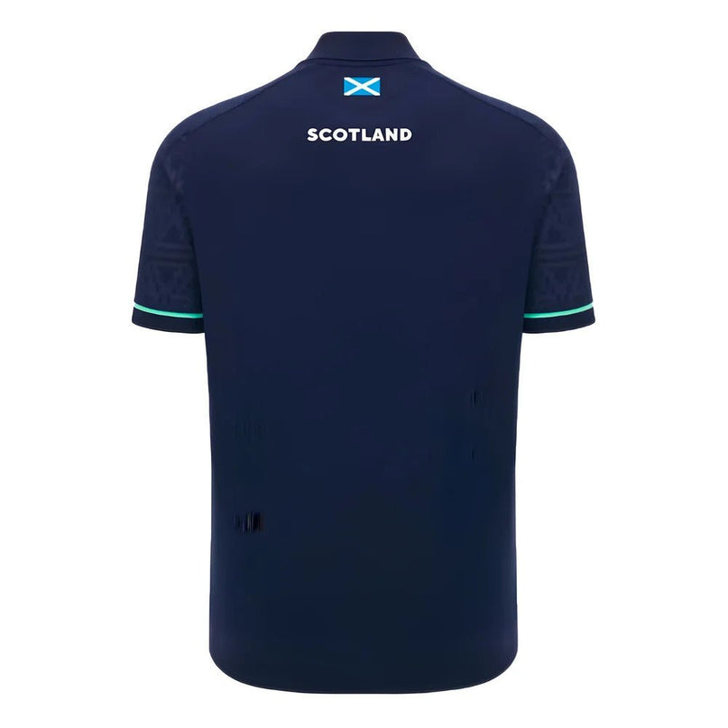 2024-2025 Scotland Rugby RGB Fit Travel Poly Polo Shirt (Navy) |Product - Polo Shirts | Macron | Absolute Rugby