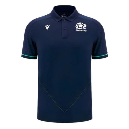 2024-2025 Scotland Rugby RGB Fit Travel Poly Polo Shirt (Navy) |Product - Polo Shirts | Macron | Absolute Rugby