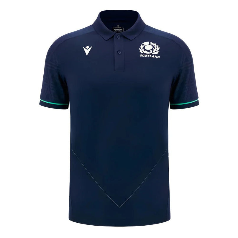 2024-2025 Scotland Rugby RGB Fit Travel Poly Polo Shirt (Navy) |Product - Polo Shirts | Macron | Absolute Rugby
