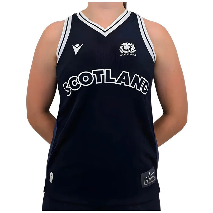 2024-2025 Scotland Rugby Training Singlet (Navy) - Womens |Product - Sleeveless | Macron | Absolute Rugby