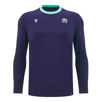 2024-2025 Scotland Rugby Travel LS Cotton Tee (Navy) |Product - T-Shirt | Macron | Absolute Rugby