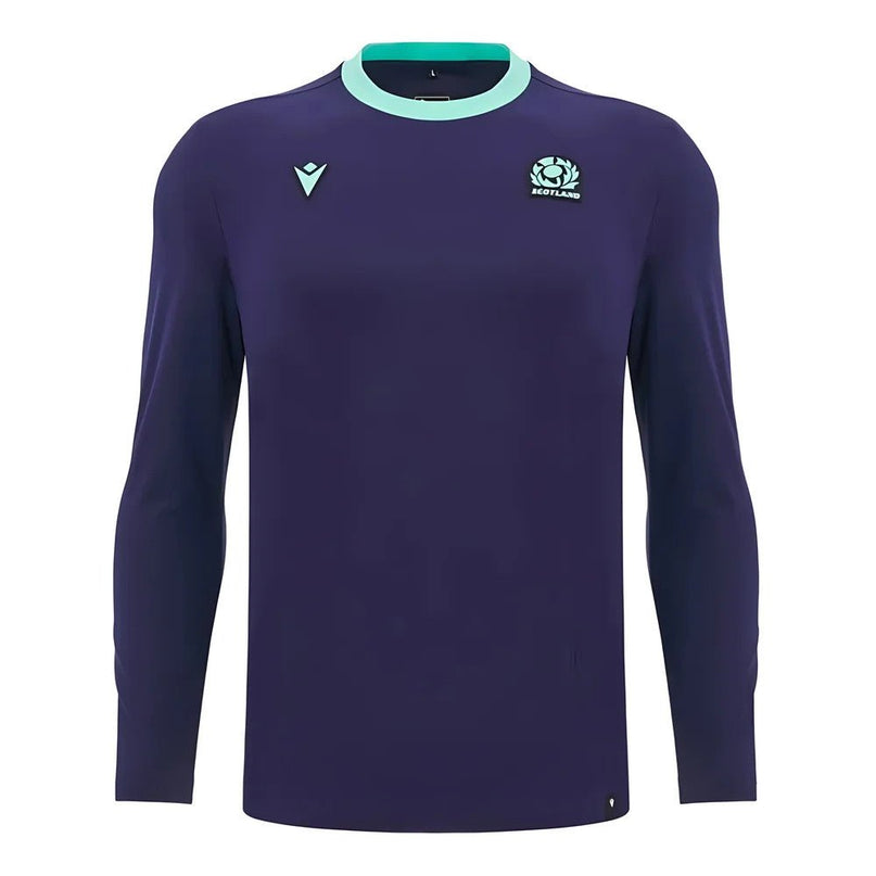 2024-2025 Scotland Rugby Travel LS Cotton Tee (Navy) |Product - T-Shirt | Macron | Absolute Rugby