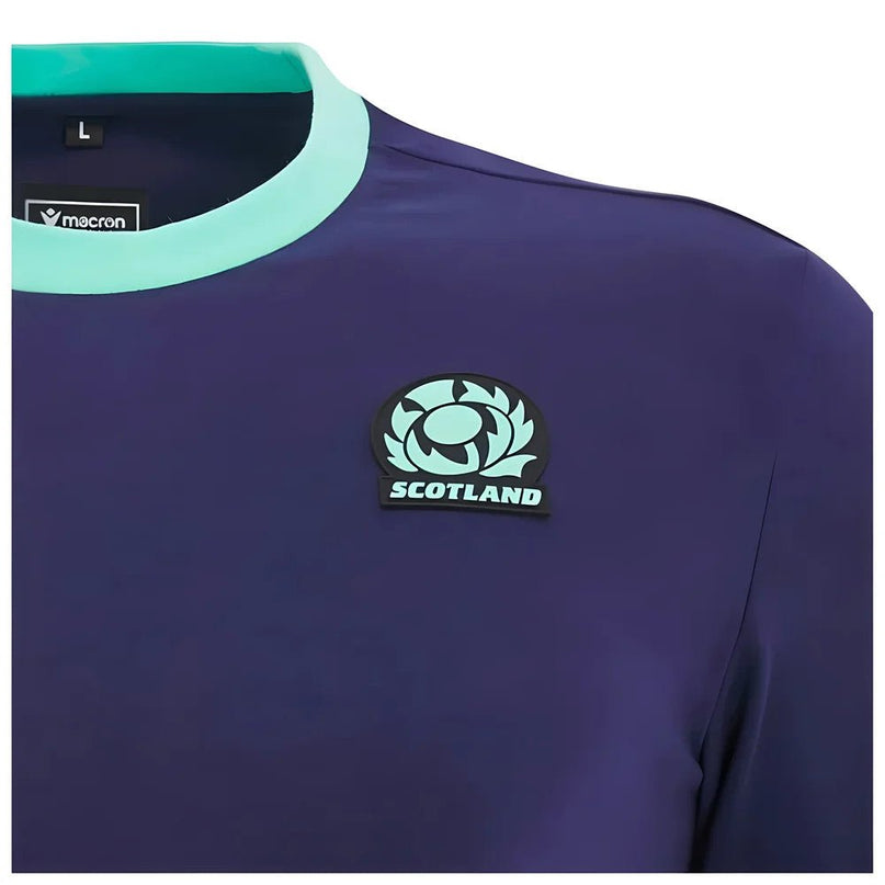 2024-2025 Scotland Rugby Travel LS Cotton Tee (Navy) |Product - T-Shirt | Macron | Absolute Rugby
