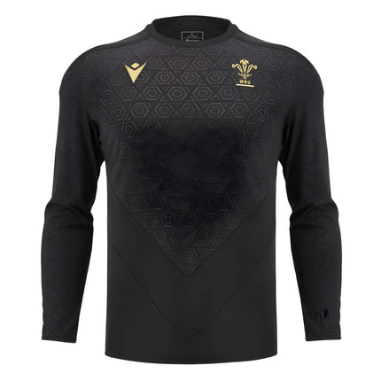 2024-2025 Wales Rugby LS Poly Training Shirt (Black) |Product - Training Shirts | Macron | Absolute Rugby