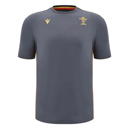 2024-2025 Wales Rugby Travel Cotton T-Shirt (Anthracite) |Product - T-Shirt | Macron | Absolute Rugby