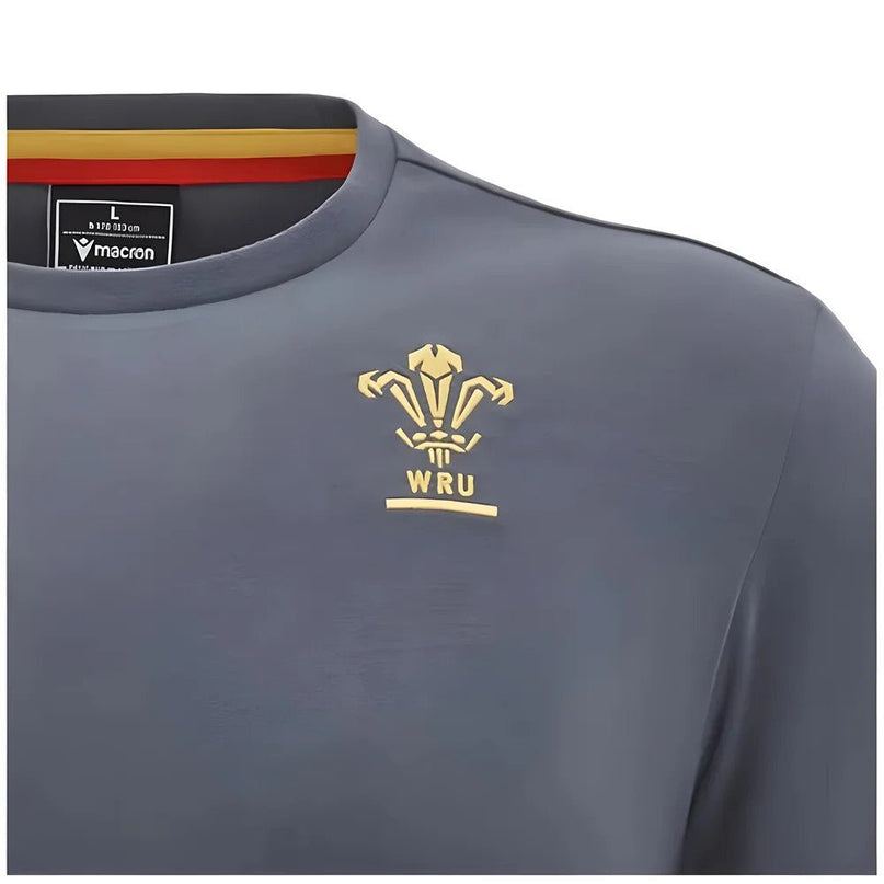2024-2025 Wales Rugby Travel Cotton T-Shirt (Anthracite) |Product - T-Shirt | Macron | Absolute Rugby