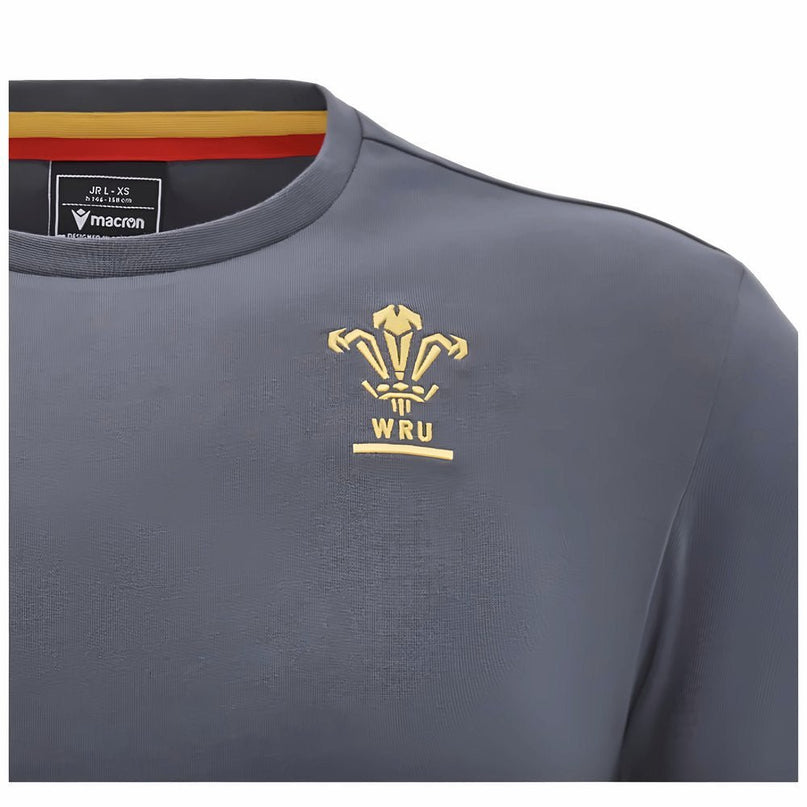 2024-2025 Wales Rugby Travel Cotton T-Shirt (Anthracite) - Kids |Product - T-Shirt | Macron | Absolute Rugby