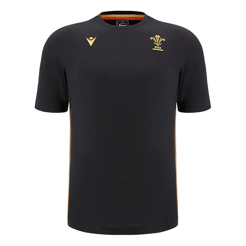 2024-2025 Wales Rugby Travel Cotton T-Shirt (Black) |Product - T-Shirt | Macron | Absolute Rugby