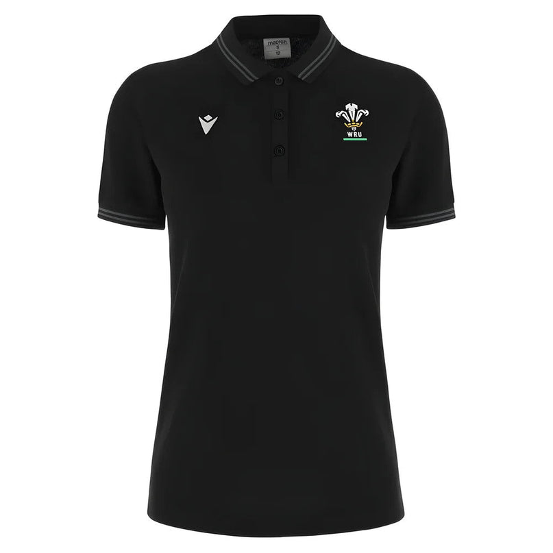 2024-2025 Wales Rugby Travel Polo Shirt (Black) - Womens |Product - Polo Shirts | Macron | Absolute Rugby