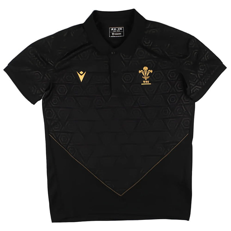 2024-2025 Wales Rugby Travel Poly Polo Shirt (Black) - Kids |Product - Polo Shirts | Macron | Absolute Rugby