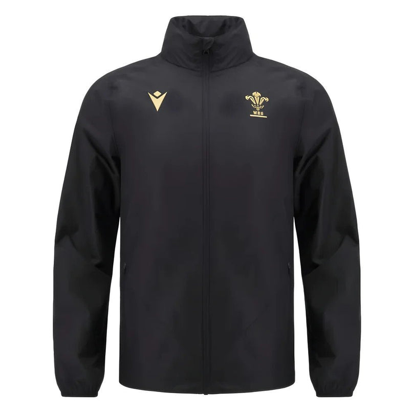 2024-2025 Wales Rugby Waterproof Mesh Jacket (Black) |Product - Jackets | Macron | Absolute Rugby