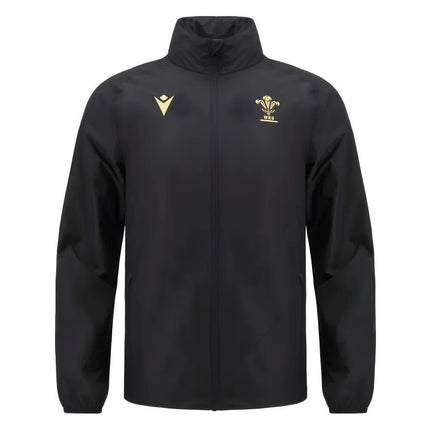 2024-2025 Wales Rugby Waterproof Mesh Jacket (Black) |Product - Jackets | Macron | Absolute Rugby