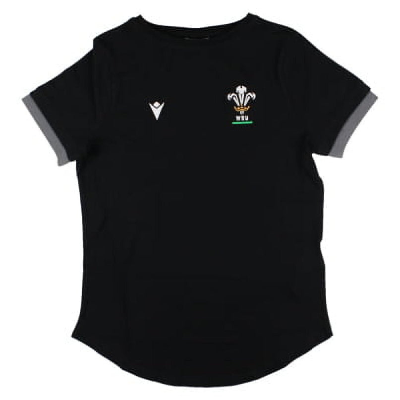2024-2025 Wales Rugby WRU T-Shirt (Black) - Womens |Product - T-Shirt | Macron | Absolute Rugby