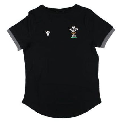 2024-2025 Wales Rugby WRU T-Shirt (Black) - Womens |Product - T-Shirt | Macron | Absolute Rugby