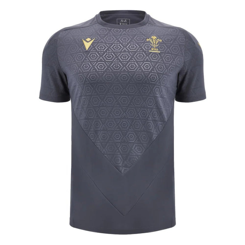 2024-2025 Wales WRU Rugby Training Poly Shirt (Anthracite) - Kids |Product - Training Shirts | Macron | Absolute Rugby