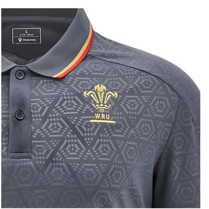 2024-2025 Wales WRU Rugby Travel Polo Shirt (Anthracite) |Product - Jackets | Macron | Absolute Rugby