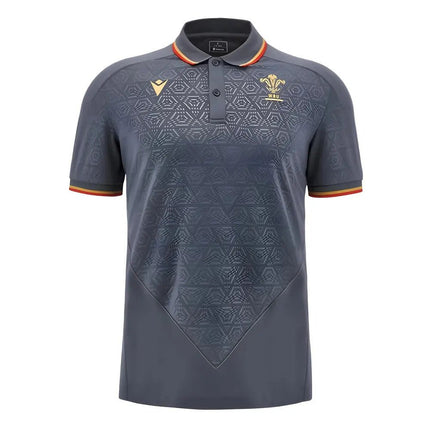 2024-2025 Wales WRU Rugby Travel Polo Shirt (Anthracite) |Product - Jackets | Macron | Absolute Rugby