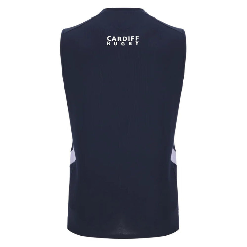 2025-2026 Cardiff Blues Training Poly Sleeveless Shirt (Navy) |Product - Sleeveless | Macron | Absolute Rugby