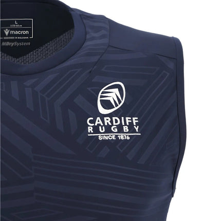 2025-2026 Cardiff Blues Training Poly Sleeveless Shirt (Navy) |Product - Sleeveless | Macron | Absolute Rugby
