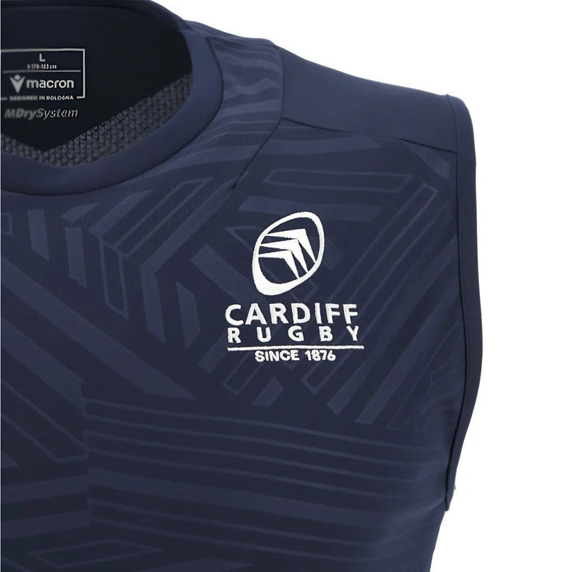 2025-2026 Cardiff Blues Training Poly Sleeveless Shirt (Navy) |Product - Sleeveless | Macron | Absolute Rugby