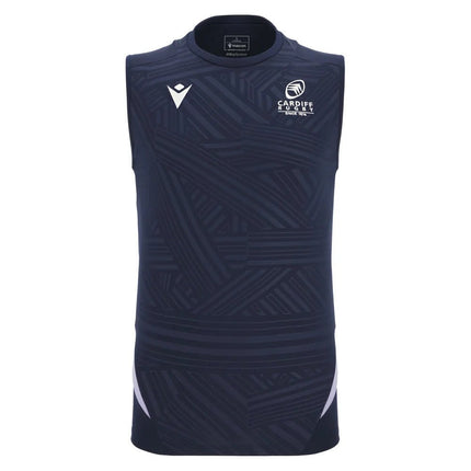 2025-2026 Cardiff Blues Training Poly Sleeveless Shirt (Navy) |Product - Sleeveless | Macron | Absolute Rugby